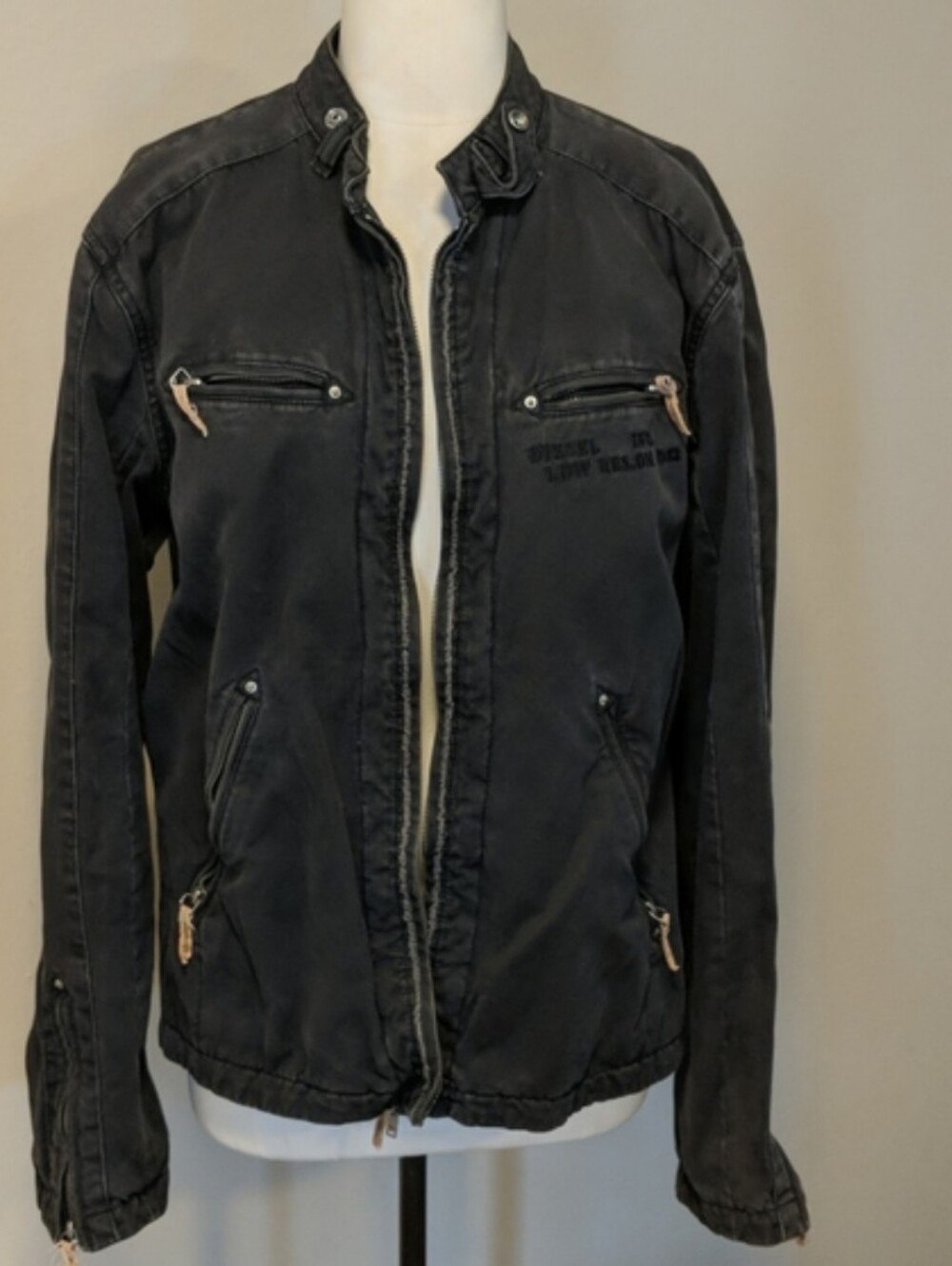 Diesel Mens XL Double Zip Moto Biker Jacket